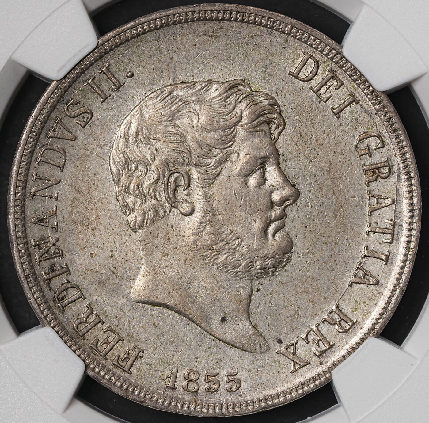 修遠堂世界钱币第五十八期 NGC AU58 1855年那不勒斯和西西里王国120G大银币