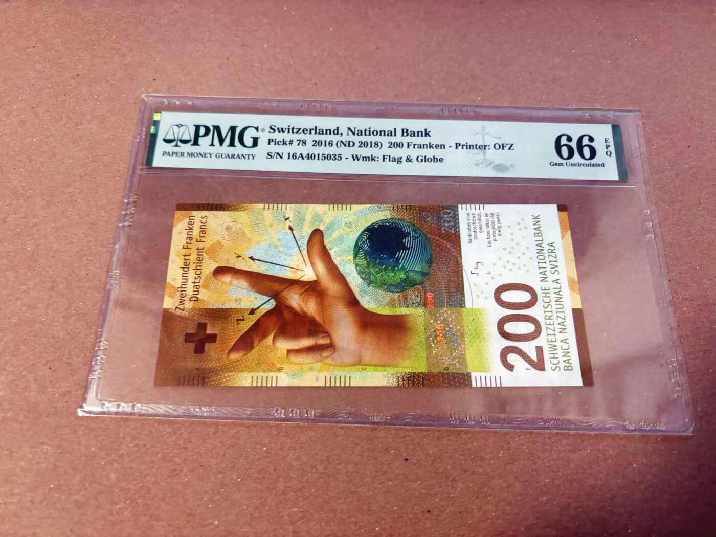 【Blue Auction】✨世界纸币精拍第622期【精】 【A冠】瑞士 2016年200法郎 PMG66EPQ 