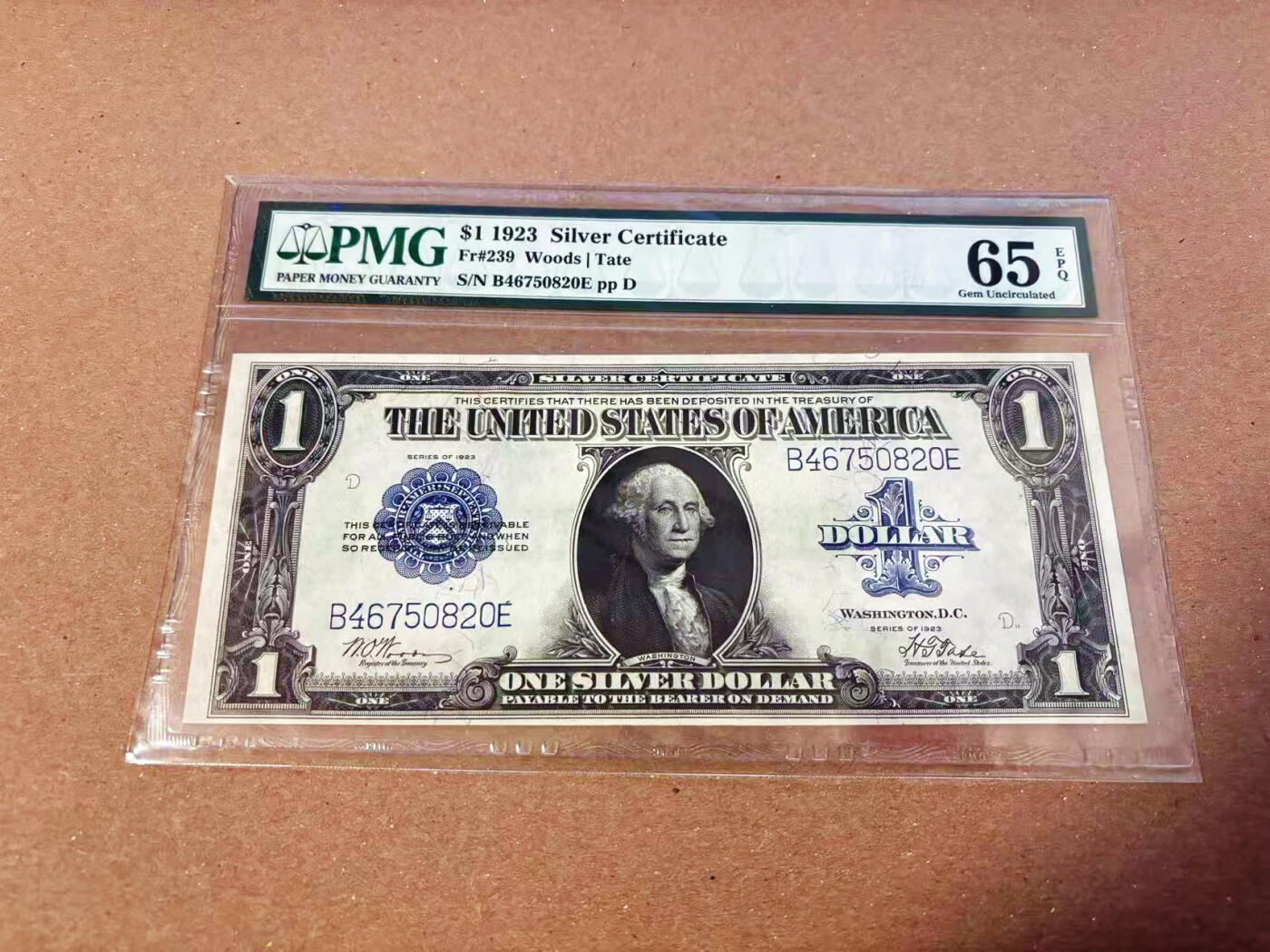 【Blue Auction】✨世界纸币精拍第622期【精】  【最少见版本fr239】美国 1923年1美金 银币券 PMG65EPQ 大票幅 fr.237和238超过26000张存世 而fr239仅有600张左右 评级记录更可见量的差距