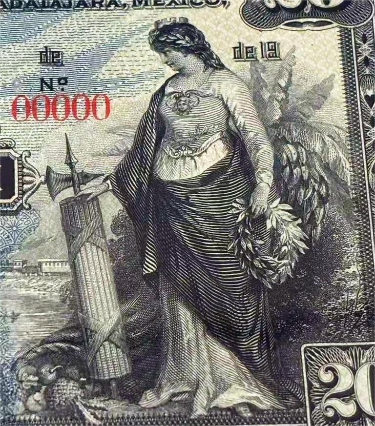 【Blue Auction】✨世界纸币精拍第622期【精】  【目录价750美金】墨西哥 1902-14年20比索 正面女神&背面城市风景唯美 ABNC出品 雕刻细腻 PMG64EPQ 超大票幅 非常耐看的一张