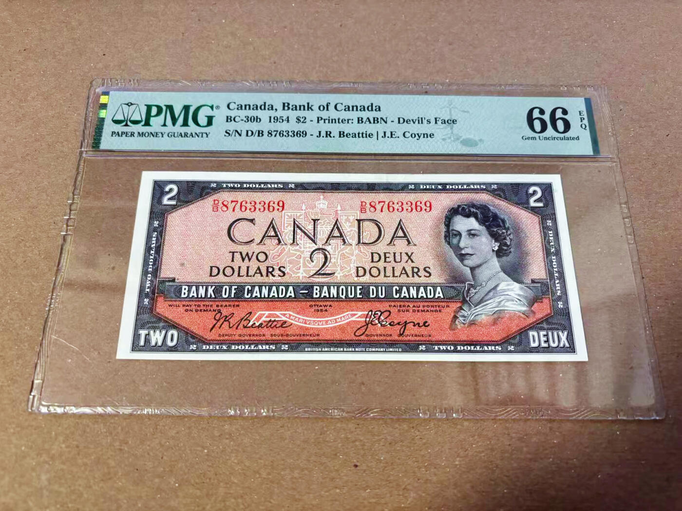 【Blue Auction】✨世界纸币精拍第622期【精】 【魔鬼脸】加拿大 1954年2元 女王 风景唯美 PMG66EPQ 