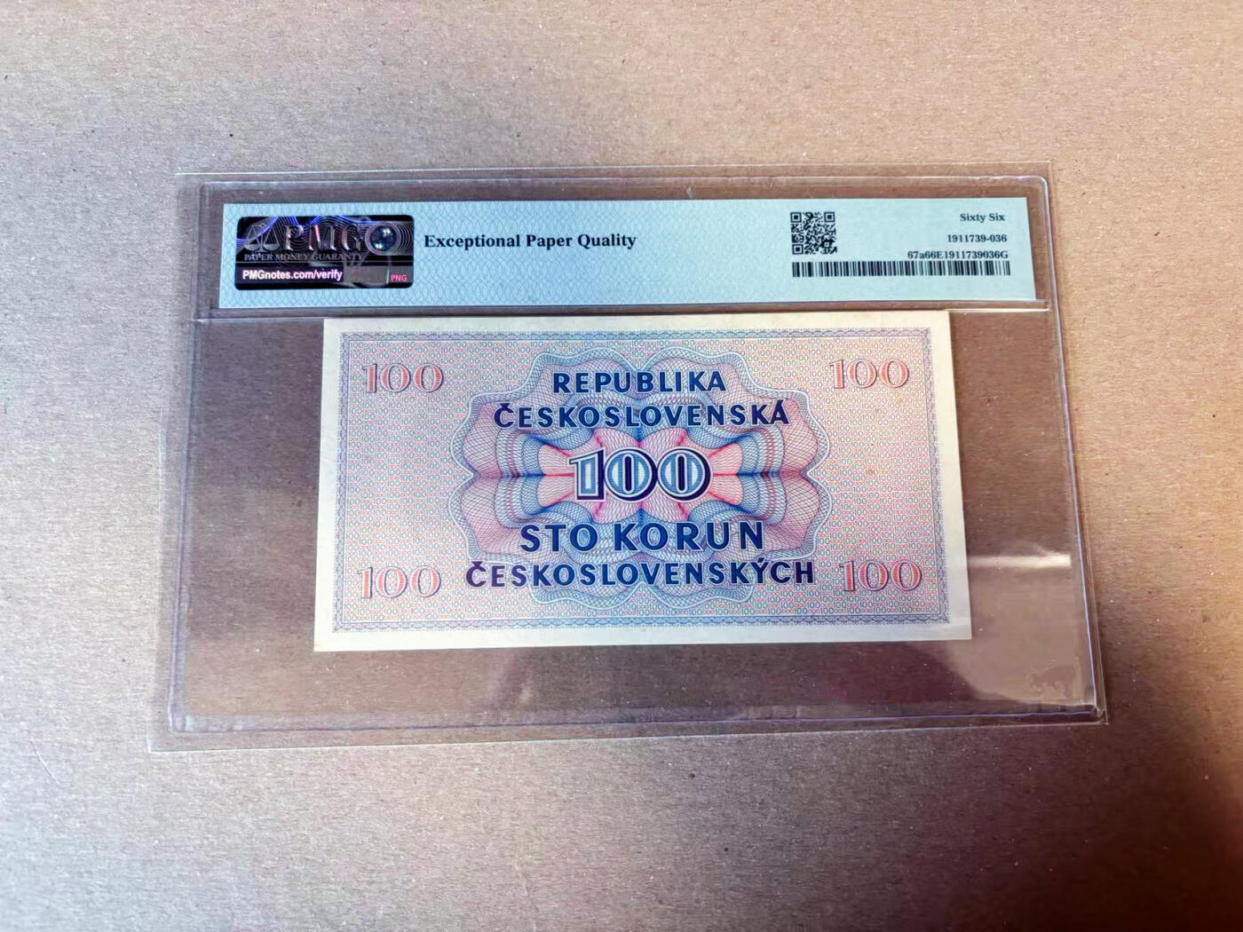 【Blue Auction】✨世界纸币精拍第622期【精】 【无47实钞】捷斯 1945年100克朗 PMG66EPQ 