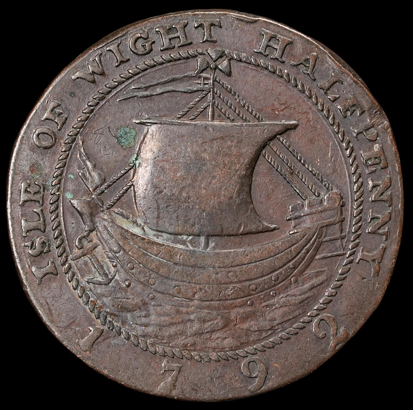 修遠堂世界钱币第五十八期 1791年英国1/2便士代用币 10.55g