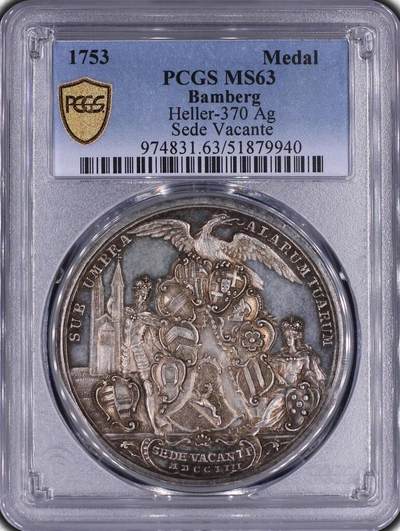 PCGS-MS63 1753 班贝格高浮雕大银章 - PCGS-MS63 1753 班贝格高浮雕大银章