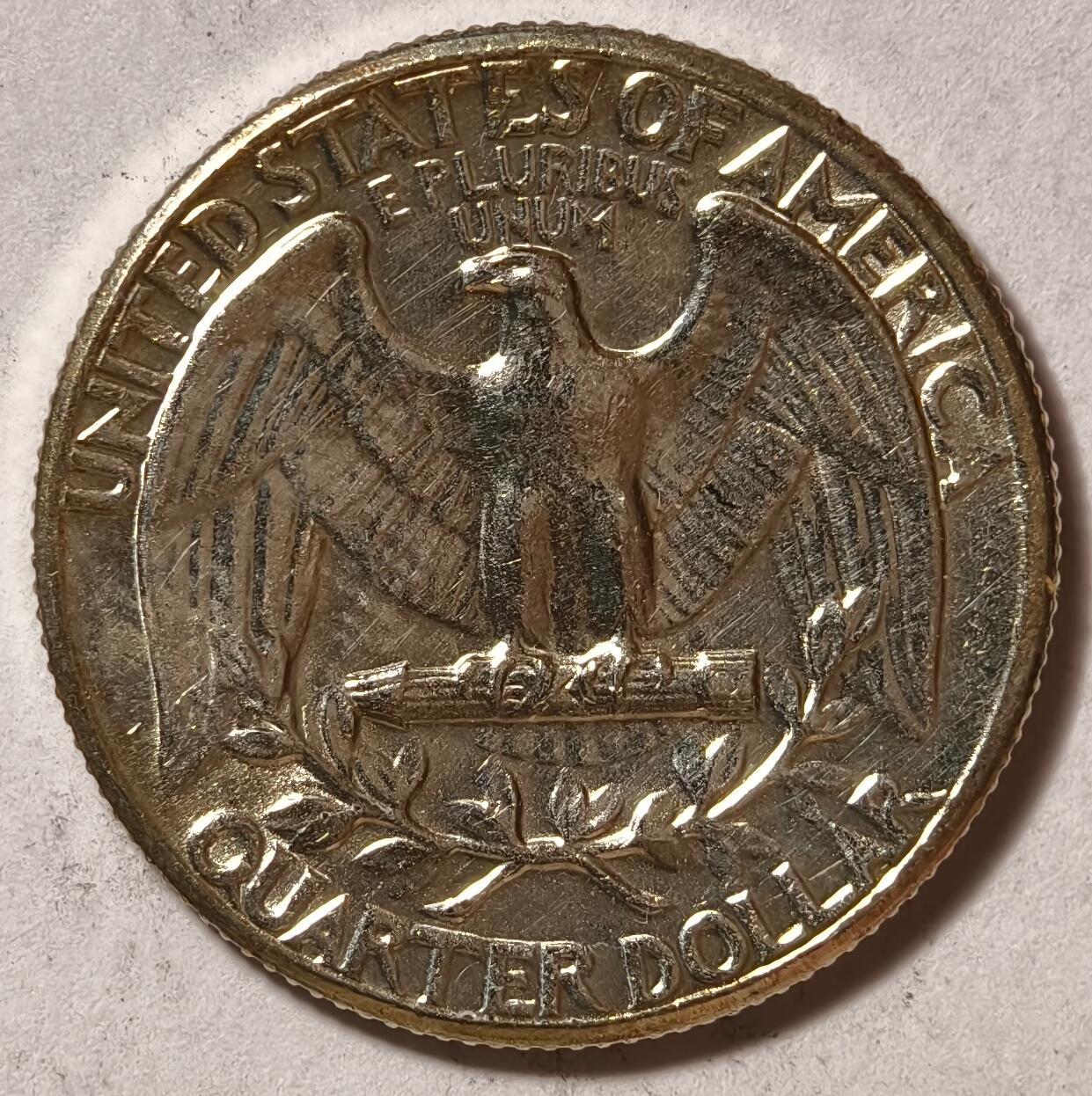 紫瑗钱币——第510期 美国 1963年 华盛顿 25美分 6.25克 0.9银 UNC
