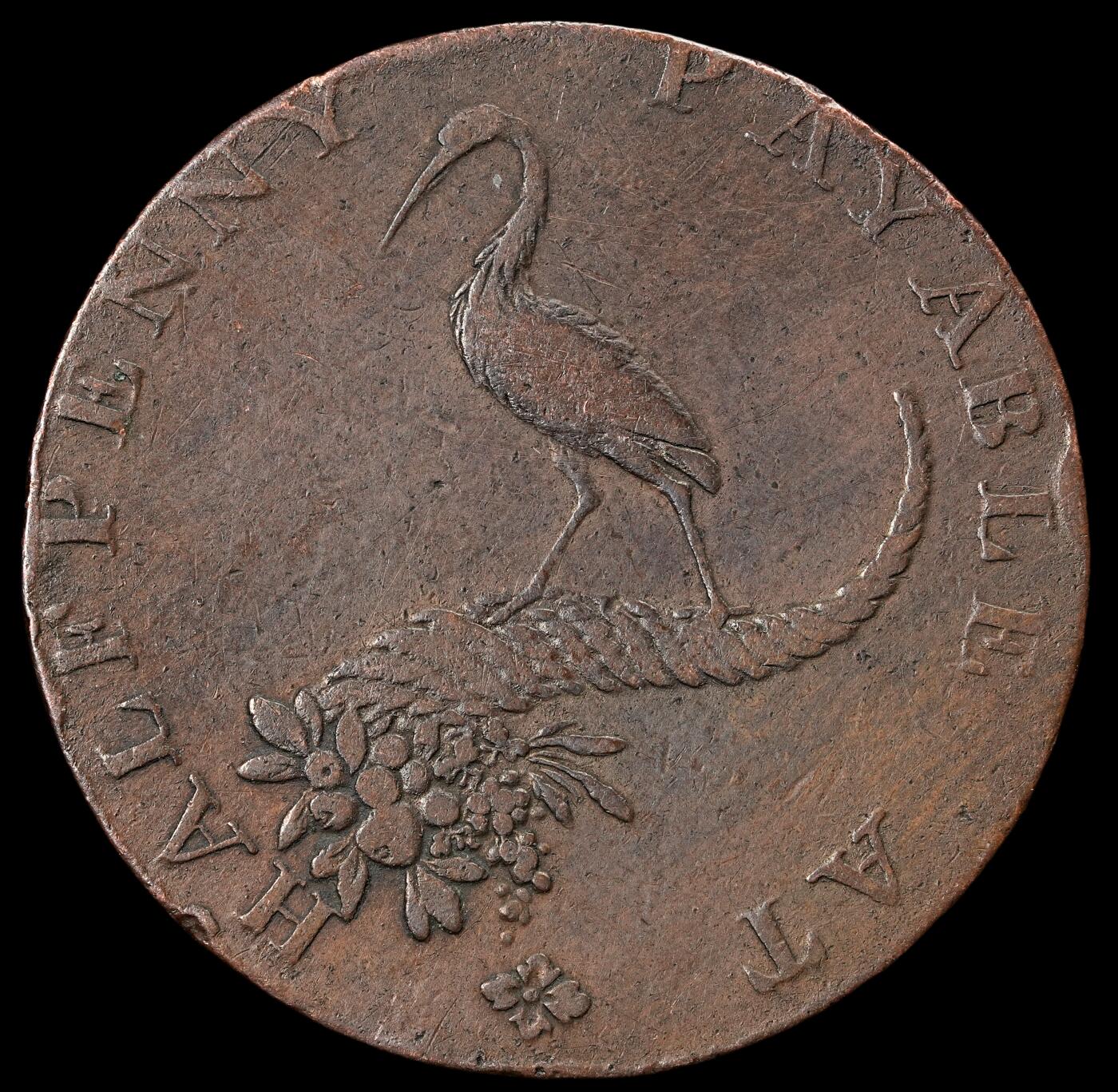 修遠堂世界钱币第五十八期 1791年伯明翰铜矿公司1/2便士代用币 12.82g