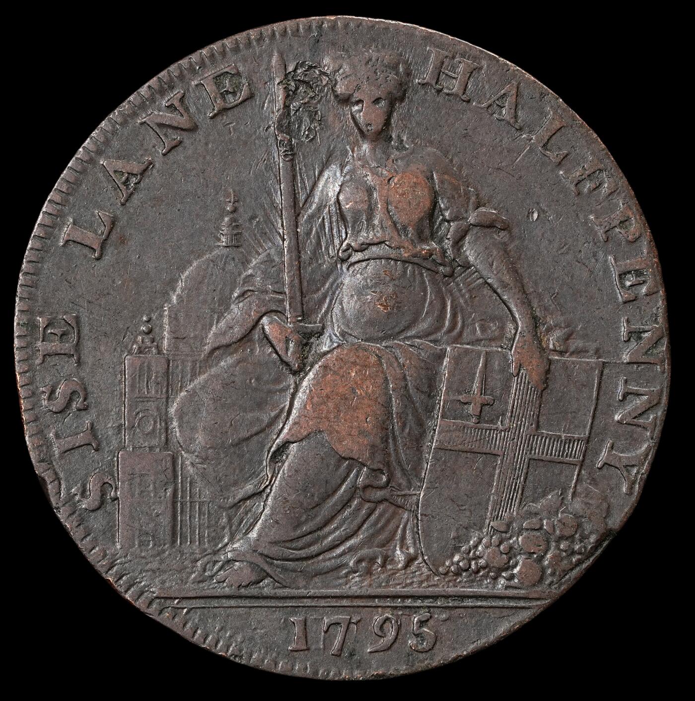 修遠堂世界钱币第五十八期 1795年英国1/2便士代用币 10.61g