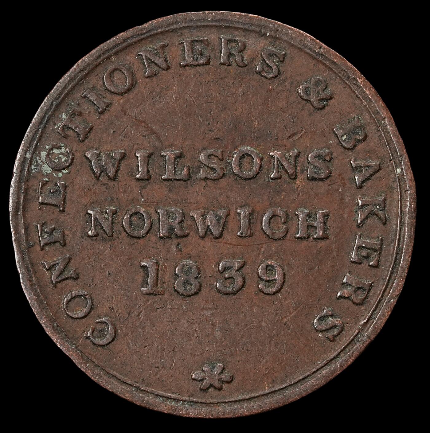 修遠堂世界钱币第五十八期 1839年英国诺维奇代用币 3.52g