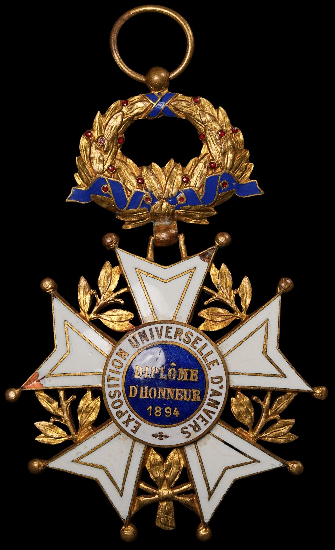 修遠堂世界钱币第五十八期 1894年比利时安特卫普博览会勋章 铜质珐琅 珐琅轻微剥落 50g