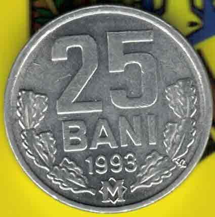 摩尔多瓦1993年25巴尼 铝制 首年份 实物图 UNC-