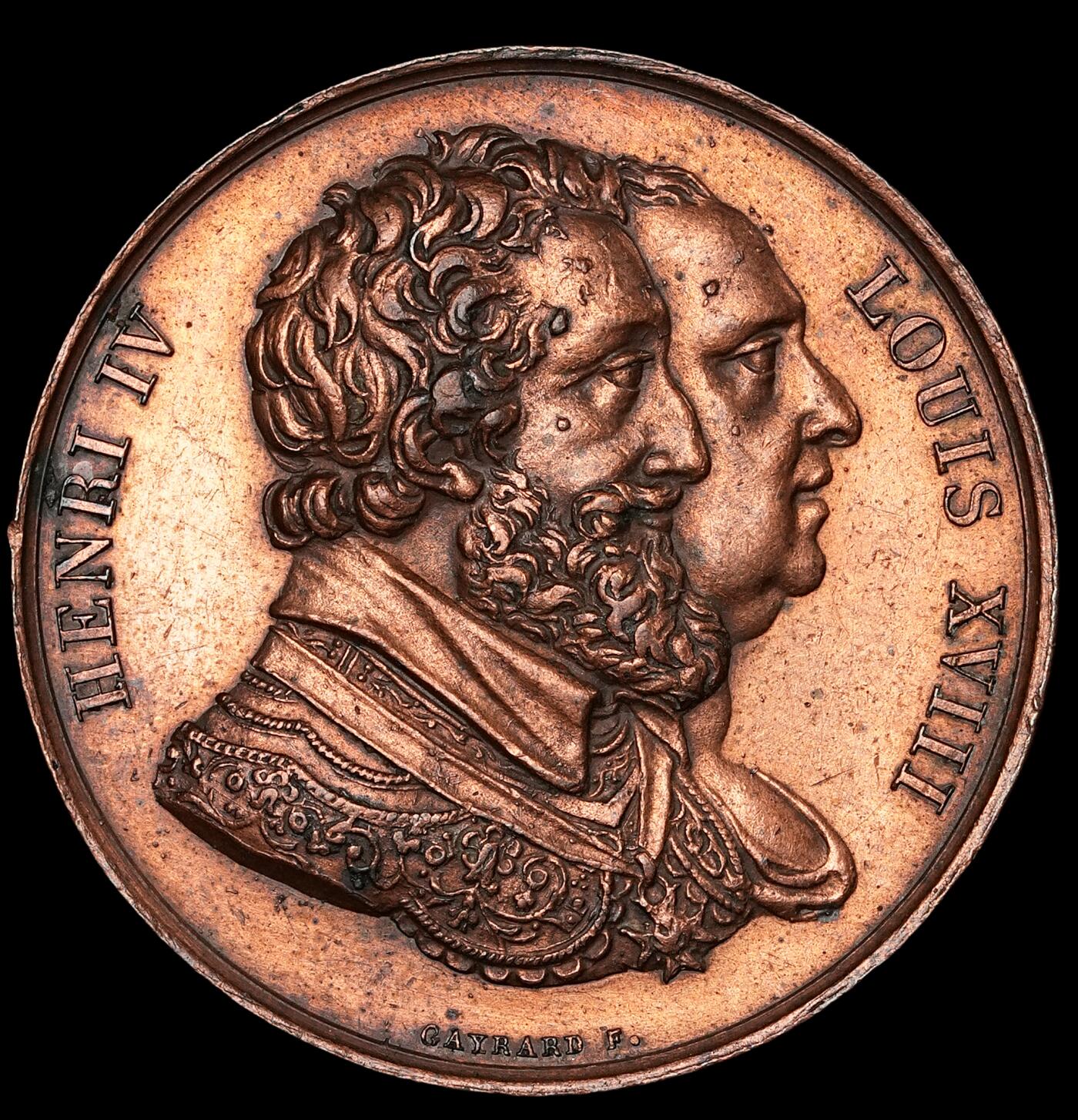 修遠堂世界钱币第五十八期 路易十八纪念亨利四世铜章 32.62mm，19.96g