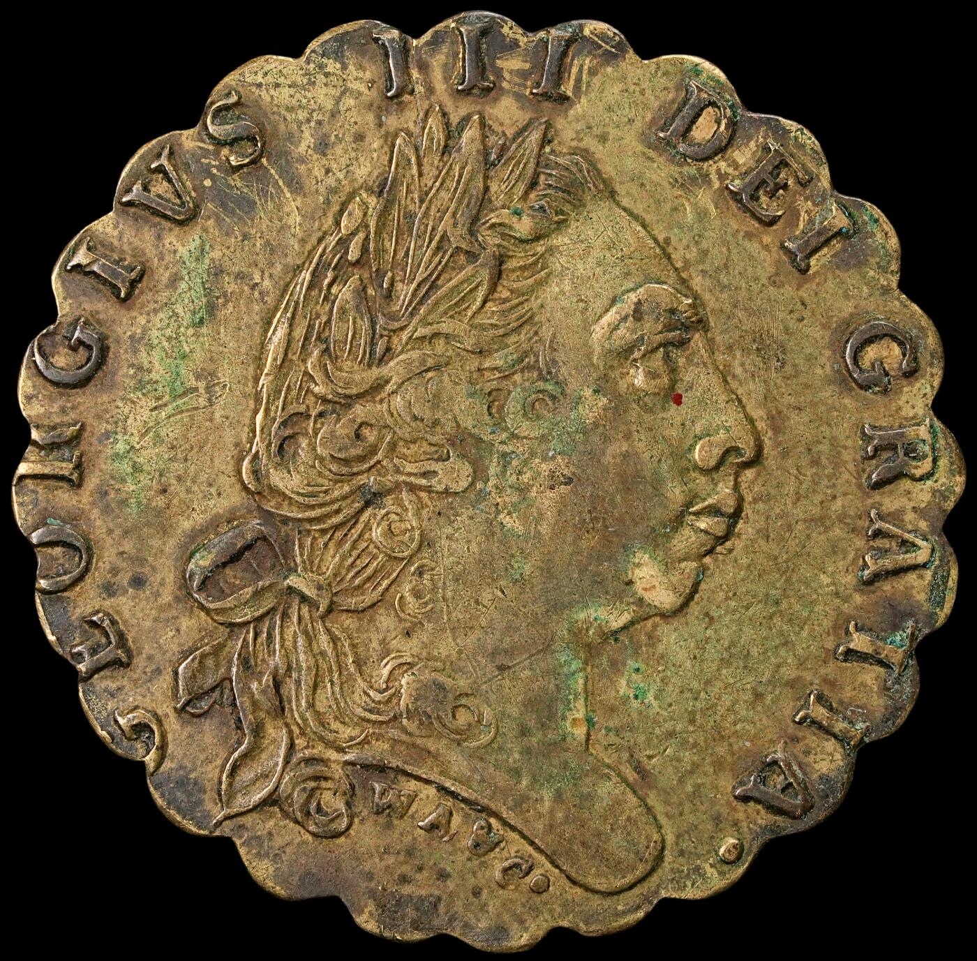 修遠堂世界钱币第五十八期 1788年英国光荣革命百年纪念代用币 3.50g
