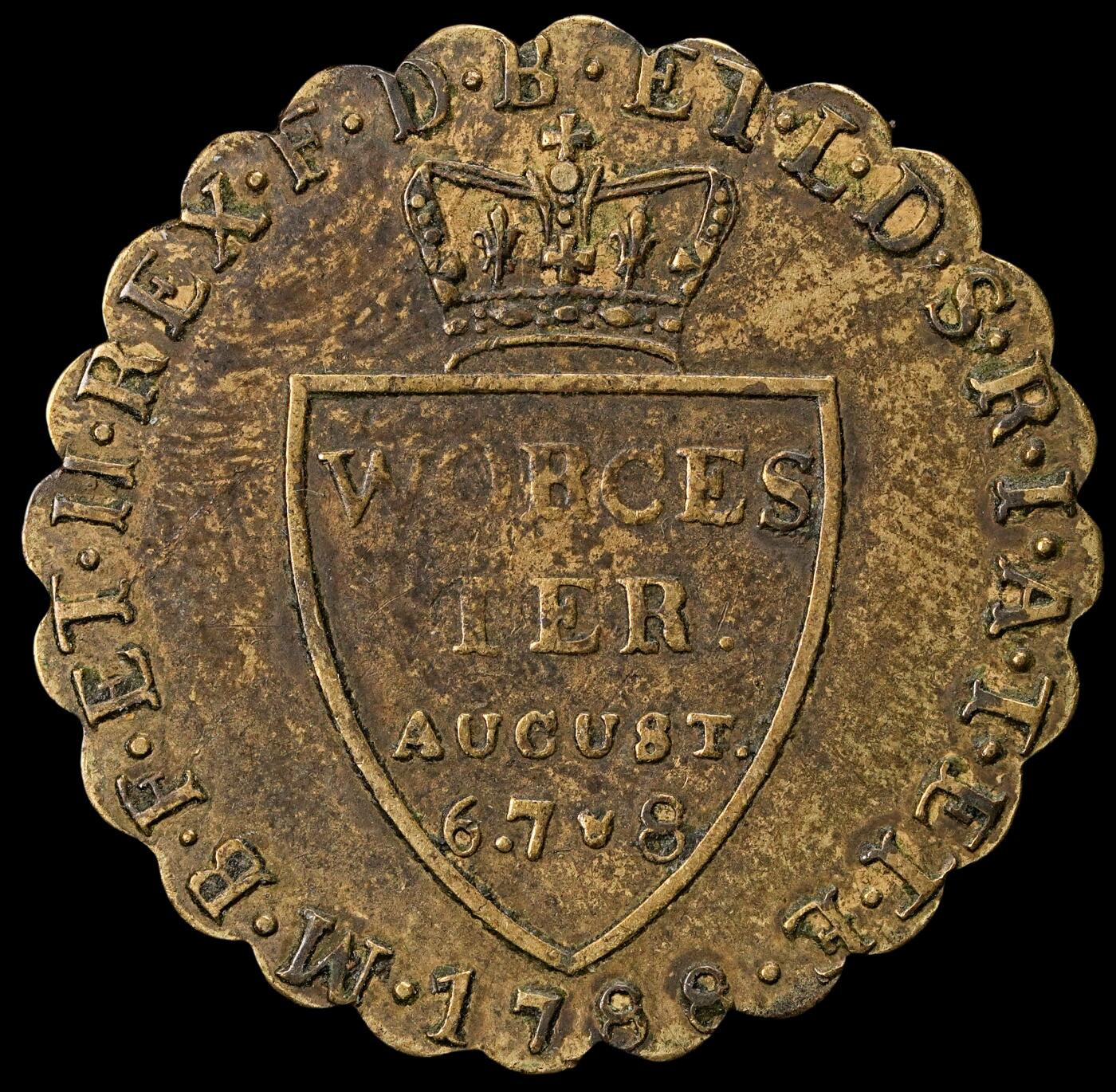 修遠堂世界钱币第五十八期 1788年英国光荣革命百年纪念代用币 3.50g