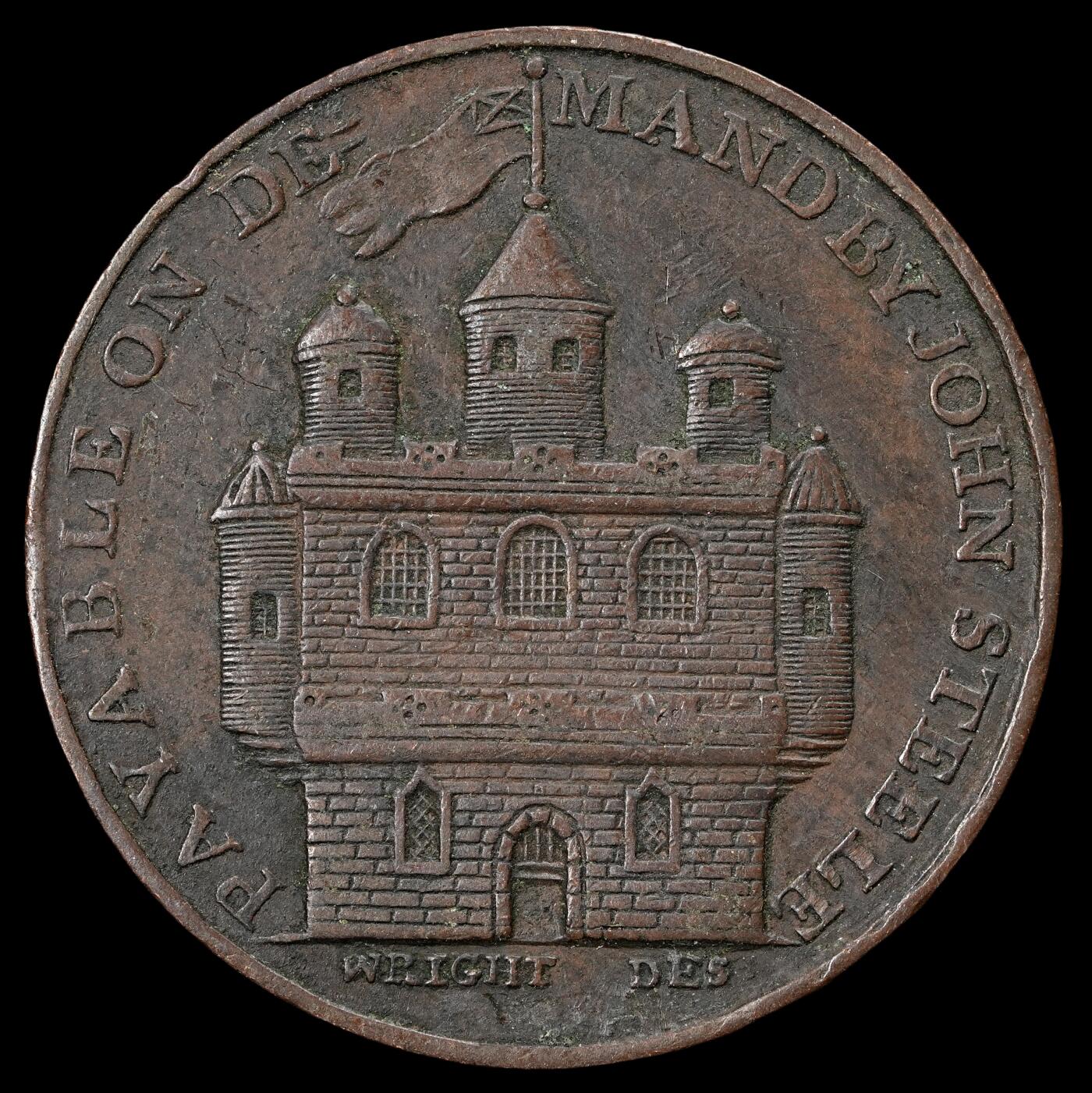 修遠堂世界钱币第五十八期 1797年英国港口和城镇景观1/2便士代用币 10.19g