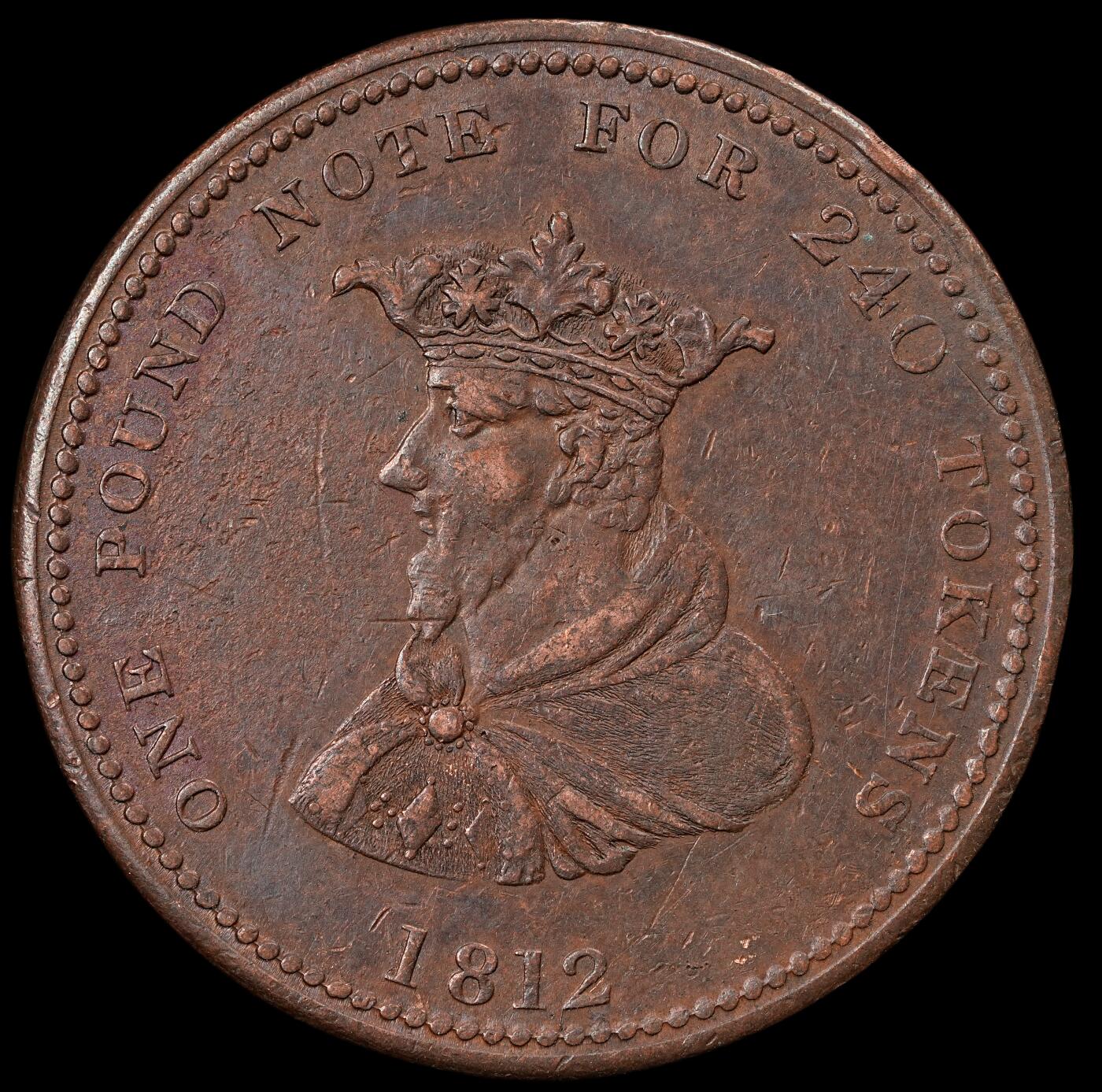 修遠堂世界钱币第五十八期 1812年英国兰开斯特1便士代用币 19.03g 稀有
