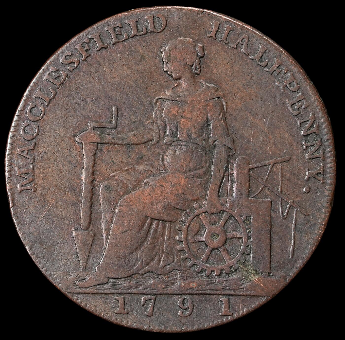 修遠堂世界钱币第五十八期 1791年英国1/2便士代用币 12.38g