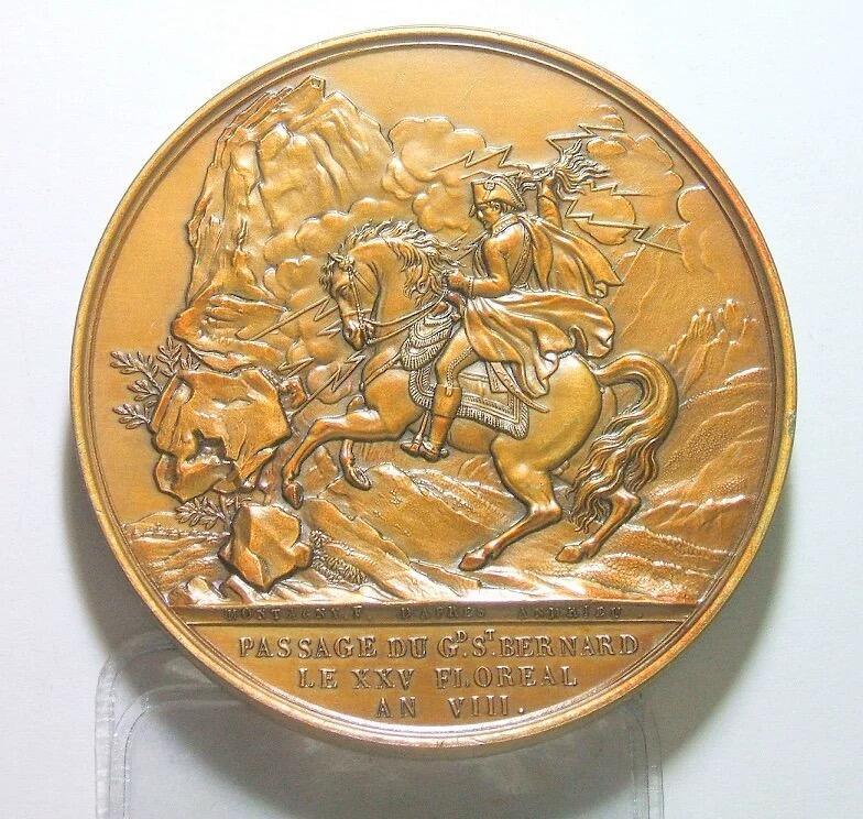 法国1800年拿破仑 马伦哥战役高浮雕精制超大铜章 60MM 123克