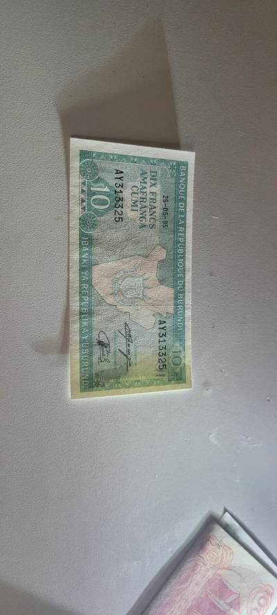 2025第六期纸市均有打光  布隆迪10法郎纸币 