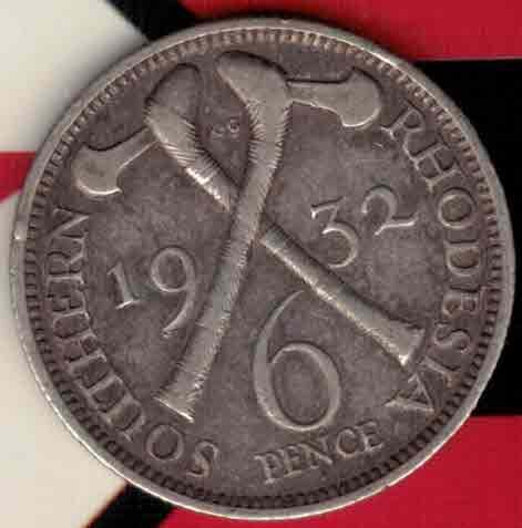英属罗的西亚(罗德西亚 罗得西亚)1932年6便士 银币 八五品 实物图
