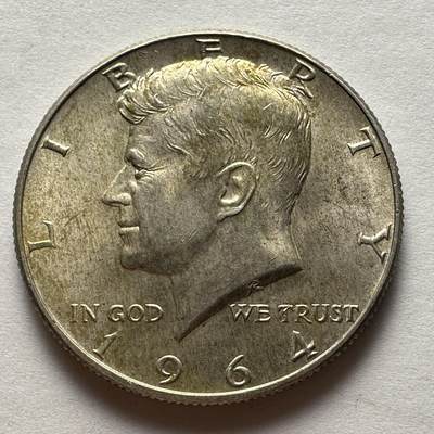 🌹外币初藏🌹🐯2025年第十六场  每周二四六晚8️⃣点 接代拍 - 美国1964年肯尼迪五十分银币 12.5克90%银31毫米