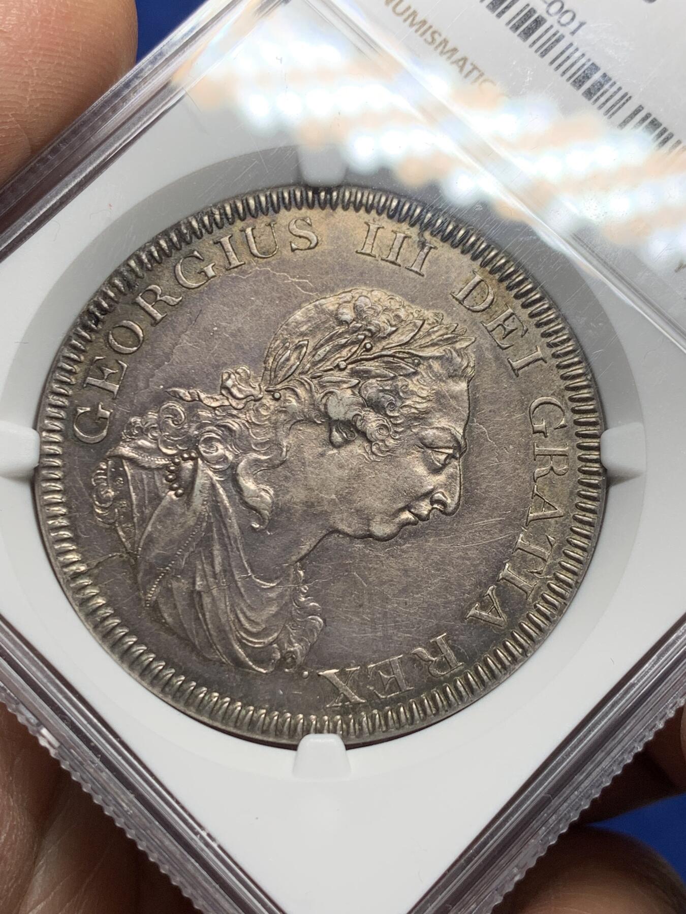 《竞宝斋》第356场 周日，周一  2场连拍 （全场包邮） NGC AUD 英国1804乔治三世爱尔兰银行6先令银质代币 非常少见的爱尔兰版本