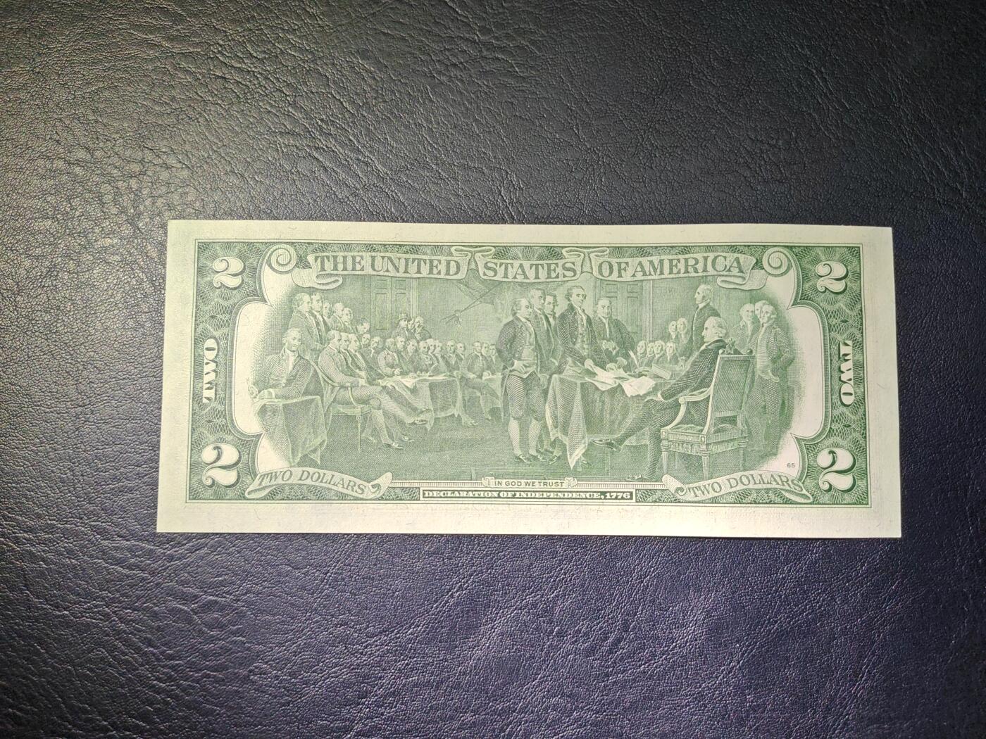 美国纸币 1976年 2美元  全新UNC
