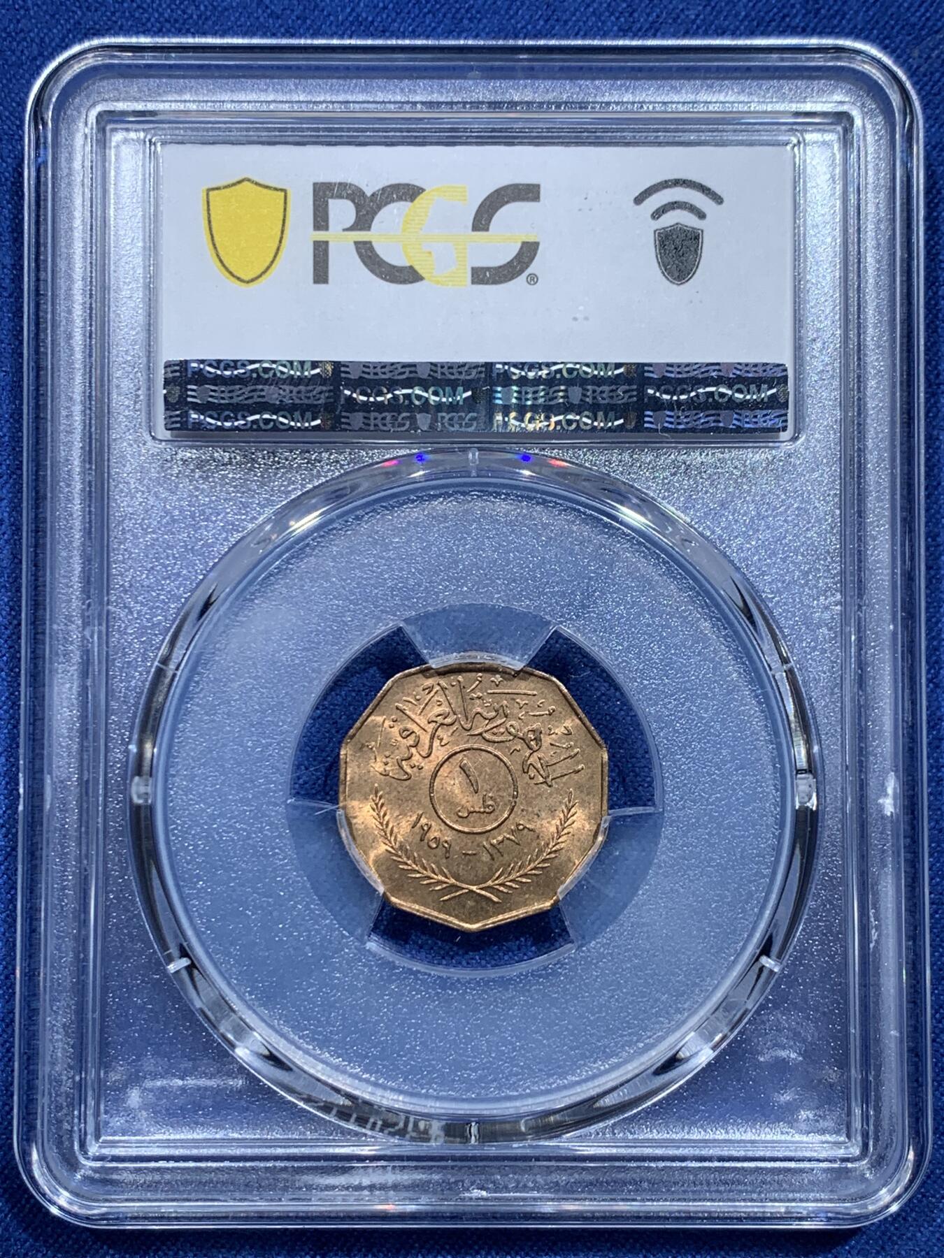 《竞宝斋》第356场 周日，周一  2场连拍 （全场包邮） 9枚一组 PCGS MS64-65 伊拉克椰树版全套，萨达姆时期流通套币，1,5,10,25,50,100,250,500费尔，1第纳尔9枚