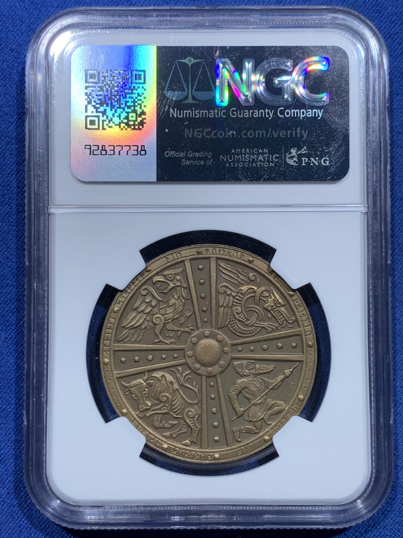 《竞宝斋》第356场 周日，周一  2场连拍 （全场包邮） NGC MS63 冰岛1930年迁徙千年纪念2克朗铜币，克劳斯珍惜币目录收录