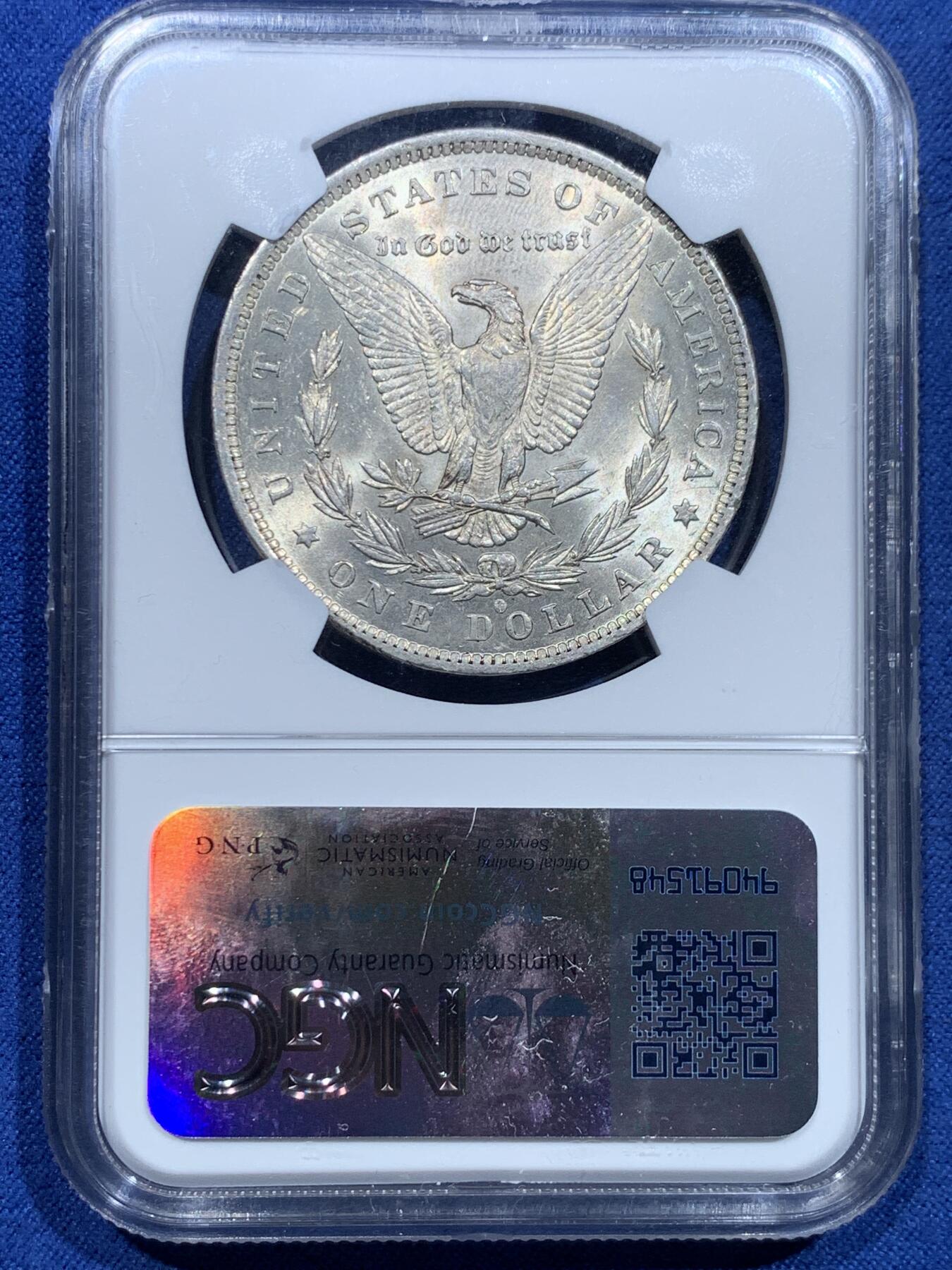 《竞宝斋》第356场 周日，周一  2场连拍 （全场包邮） NGC UNC 美国1884年摩根银币，带光未流通品相。