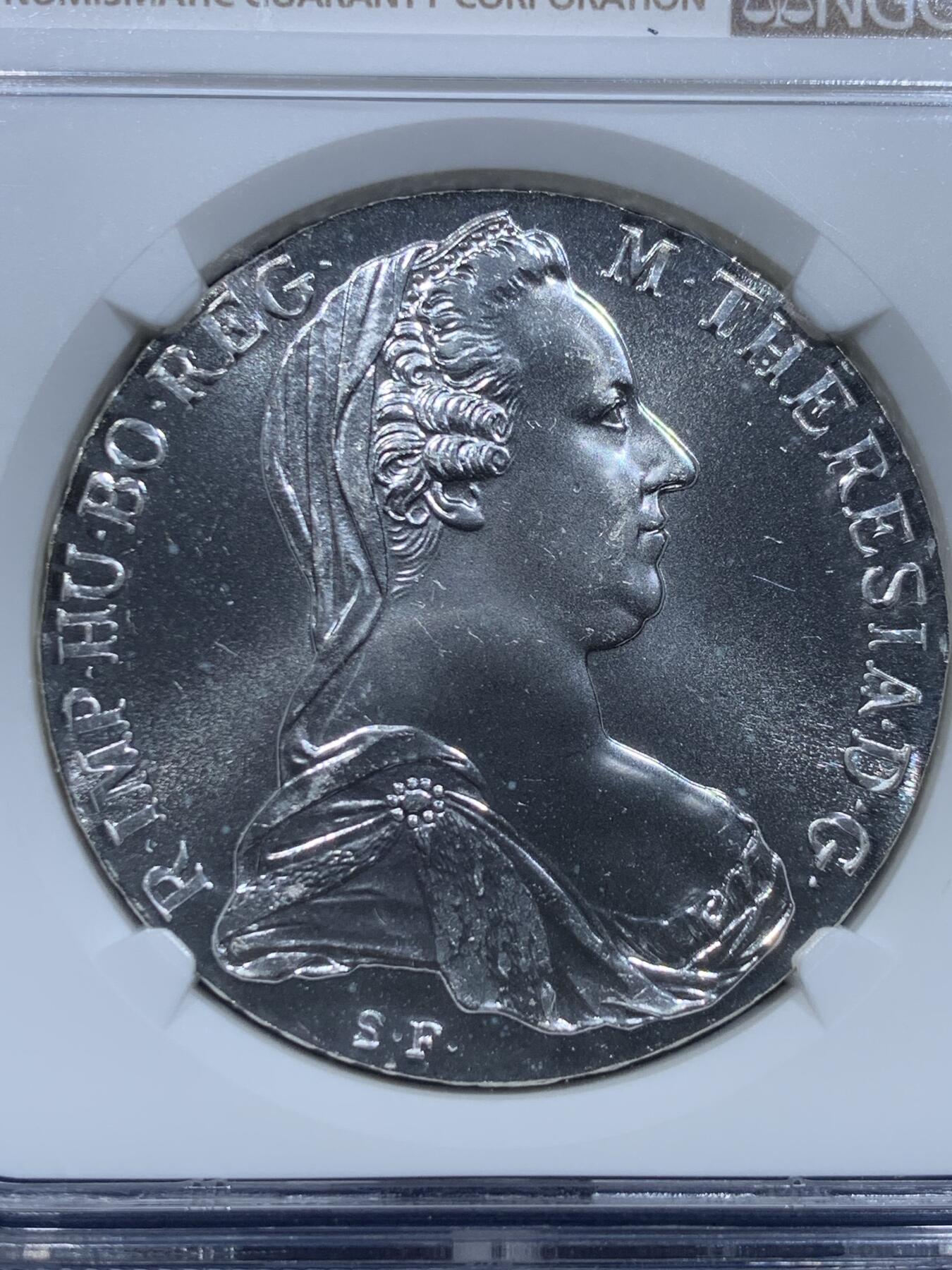 《竞宝斋》第356场 周日，周一  2场连拍 （全场包邮） NGC MS66 奥匈帝国1780年奥地利女王大奶妈1泰勒 官方后铸版银币