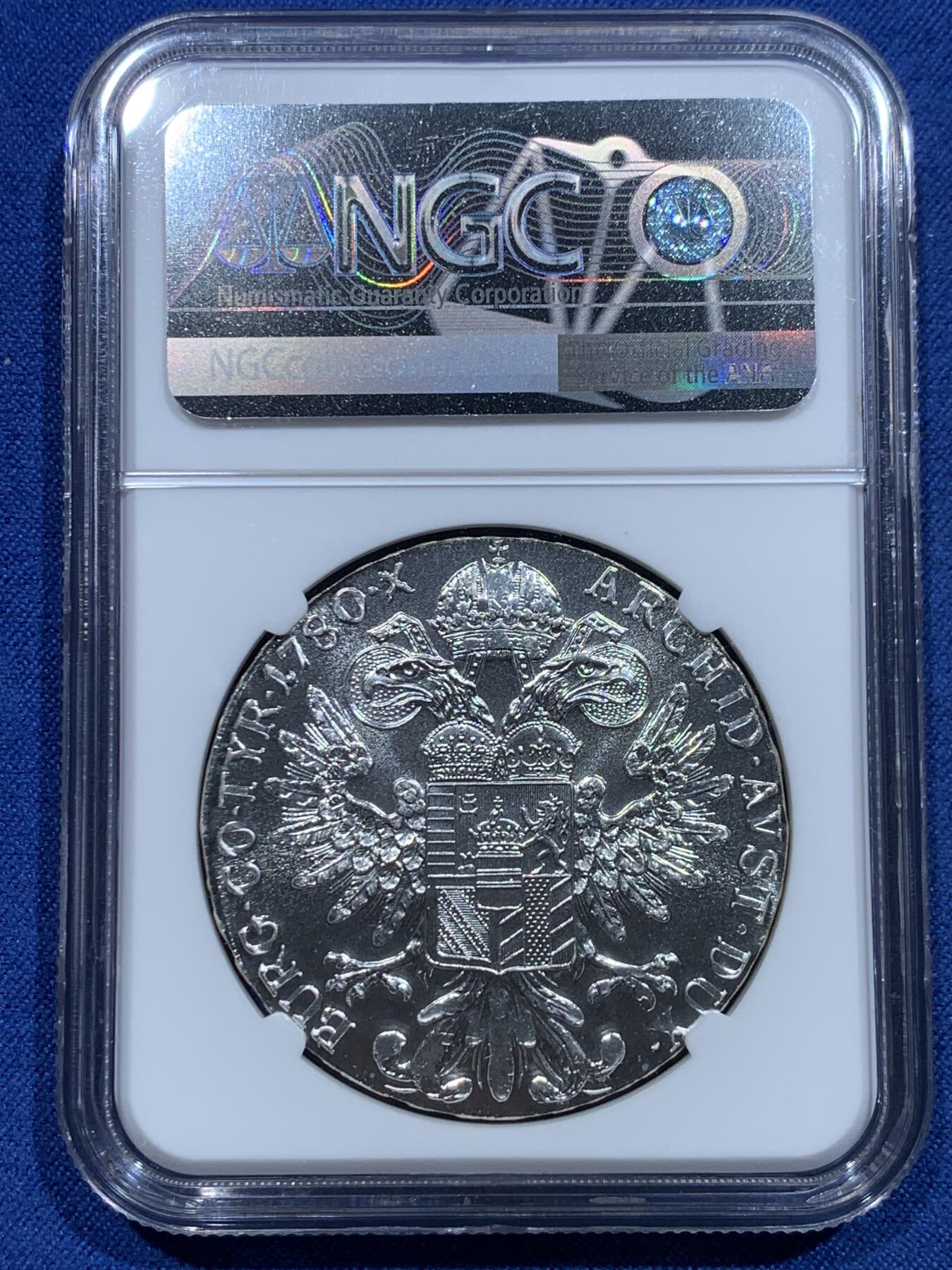 《竞宝斋》第356场 周日，周一  2场连拍 （全场包邮） NGC MS66 奥匈帝国1780年奥地利女王大奶妈1泰勒 官方后铸版银币