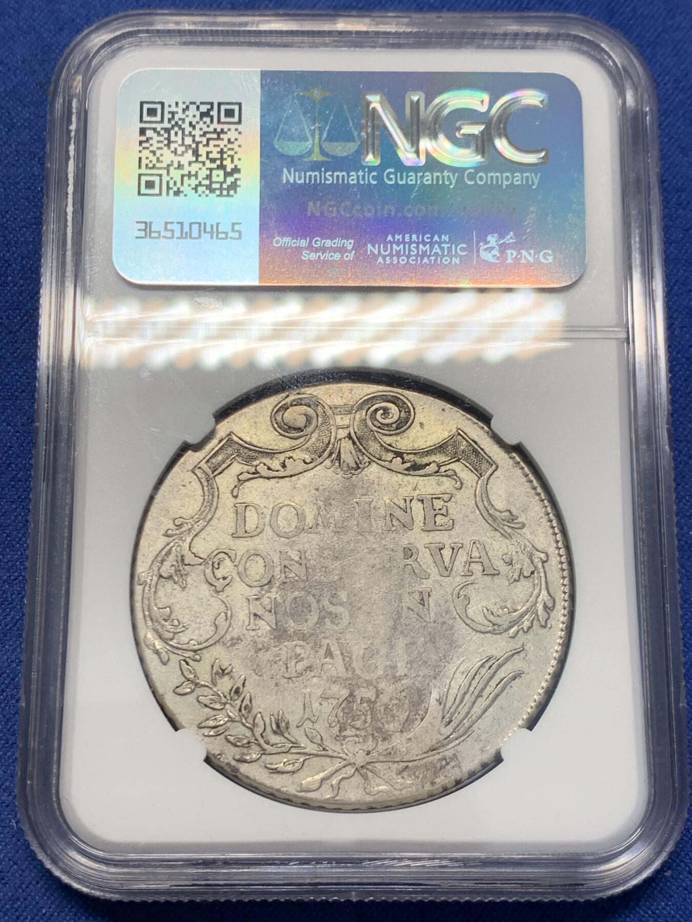 《竞宝斋》第356场 周日，周一  2场连拍 （全场包邮） NGC VF30 瑞士 1756年 苏黎世 泰勒大银币 品种少见 当品种非常好