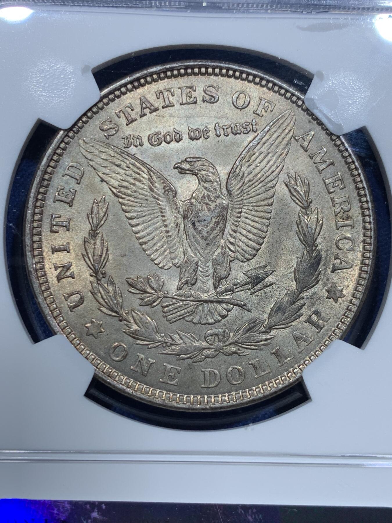 《竞宝斋》第356场 周日，周一  2场连拍 （全场包邮） NGC MS63 美国1921年摩根银币，包浆均匀，BU好品。