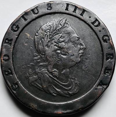 文馨钱币收藏第 225 场，英系铜币，国外回流古钱币场 - 少见极美品 1797 年英国乔治三世车轮 2 便士铜币