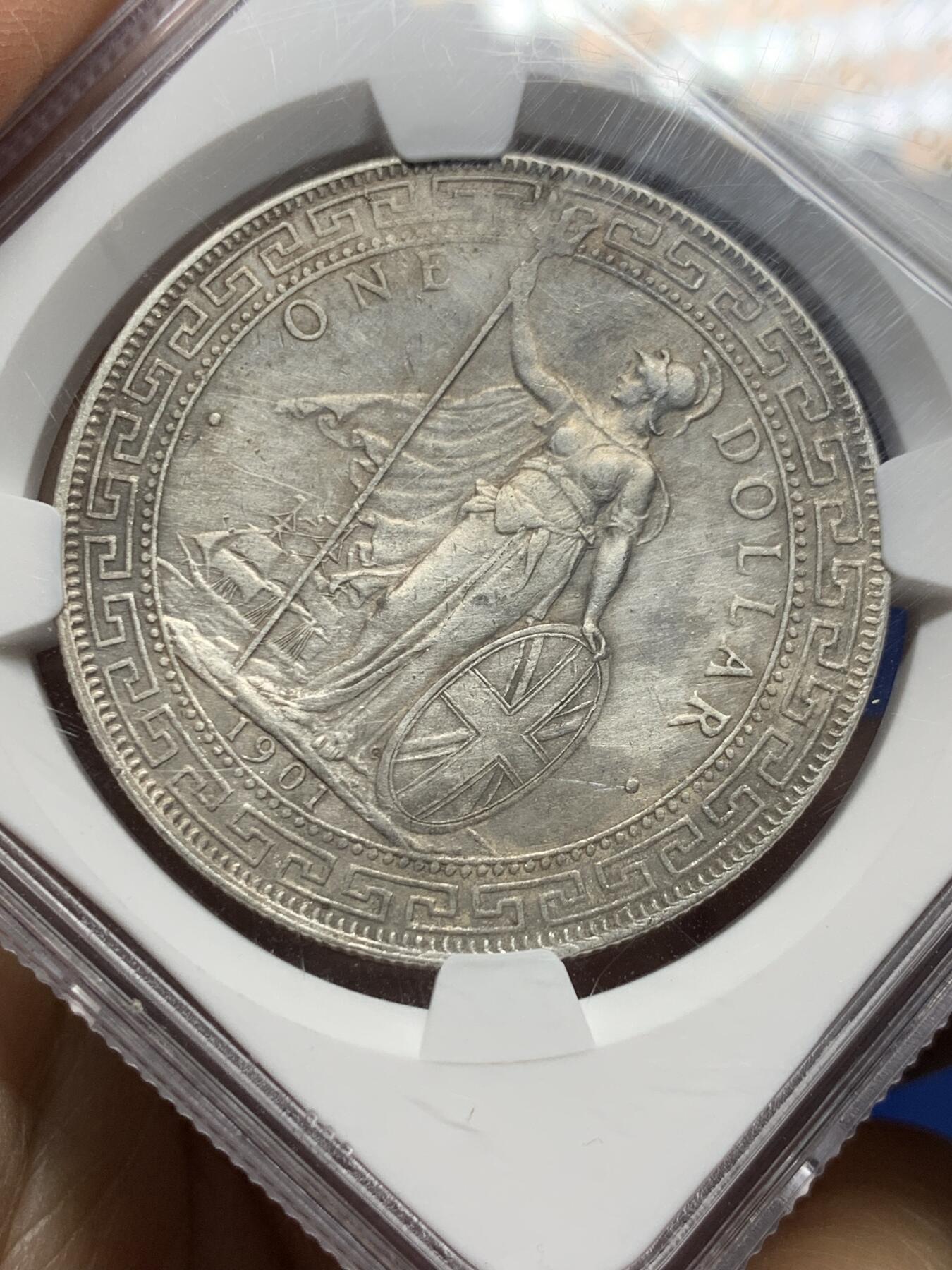 《竞宝斋》第356场 周日，周一  2场连拍 （全场包邮） NGC AUD 英国站洋1901C壹圆 稀少C版 值得收藏