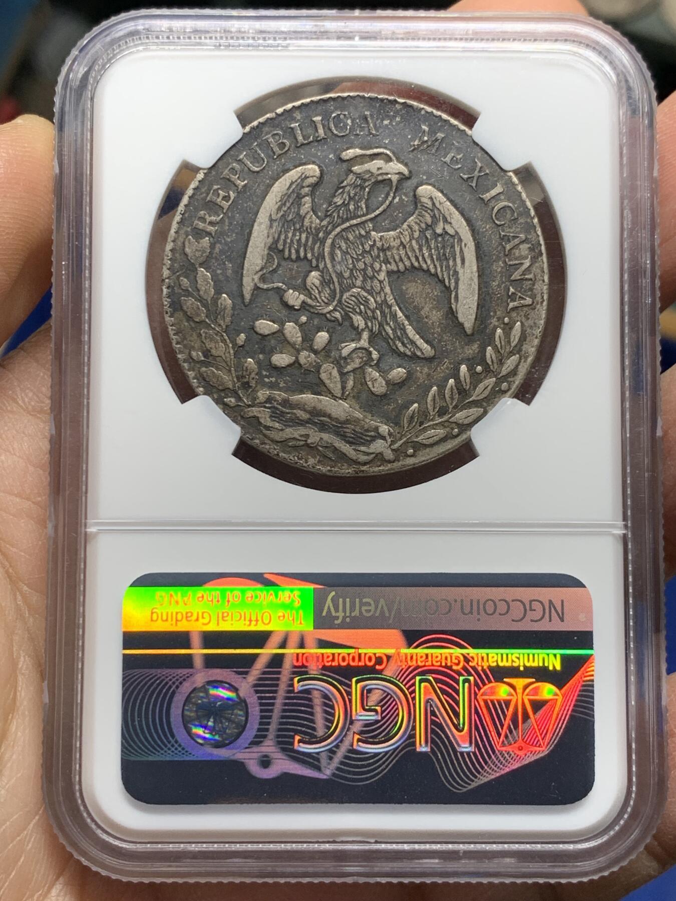 《竞宝斋》第356场 周日，周一  2场连拍 （全场包邮） NGC XF 墨西哥1868年MO PH版花边鹰洋