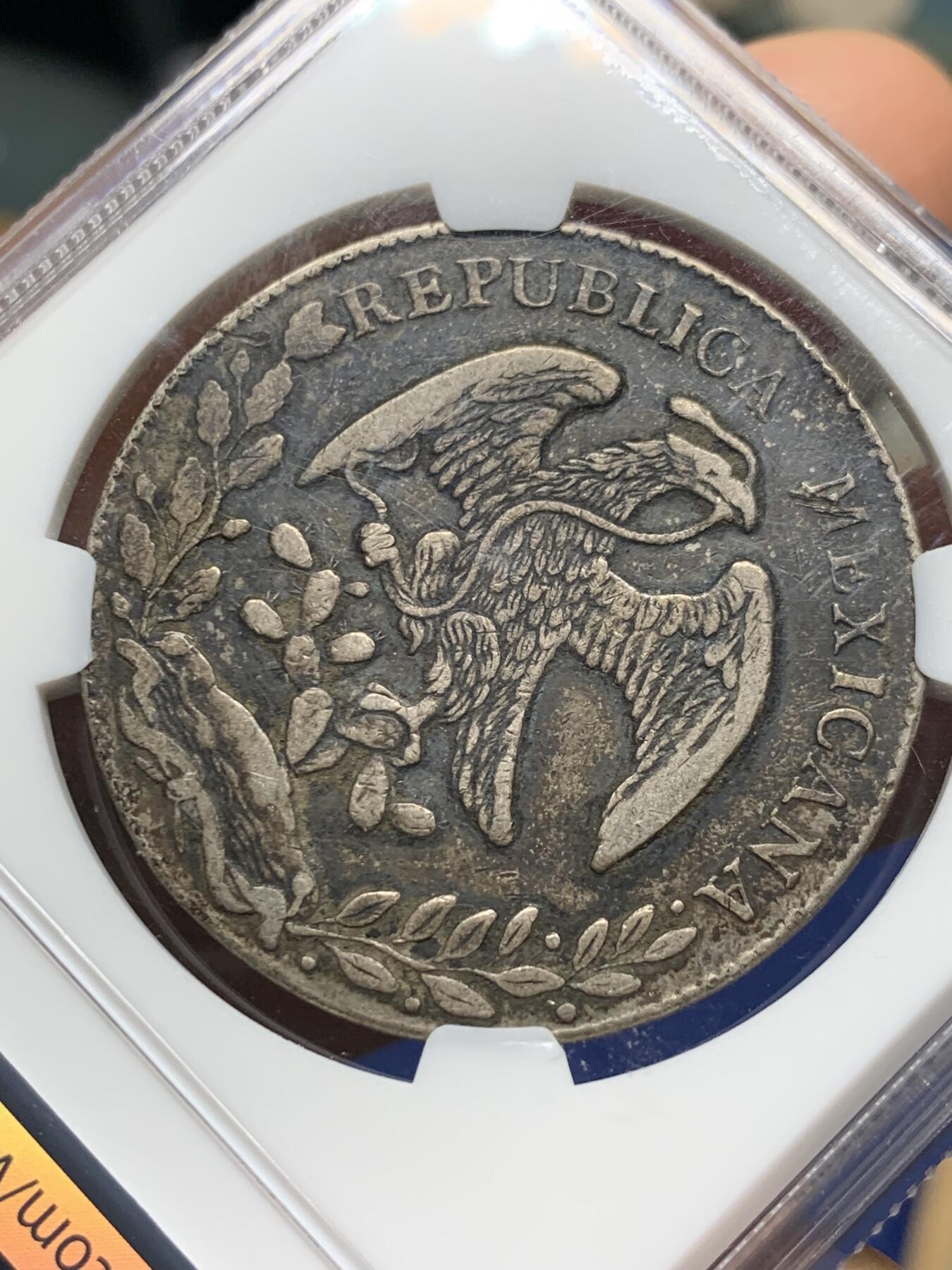 《竞宝斋》第356场 周日，周一  2场连拍 （全场包邮） NGC XF 墨西哥1868年MO PH版花边鹰洋