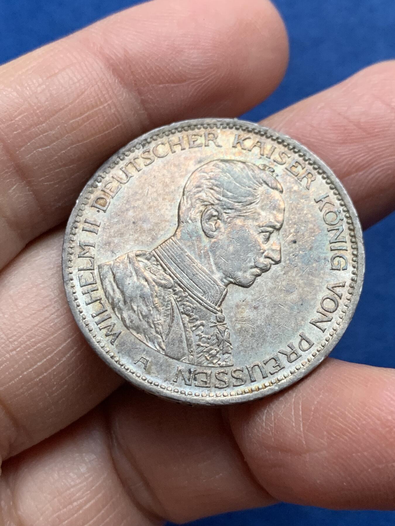 《竞宝斋》第356场 周日，周一  2场连拍 （全场包邮） 德国1914年 普鲁士威廉二世军装3马克
