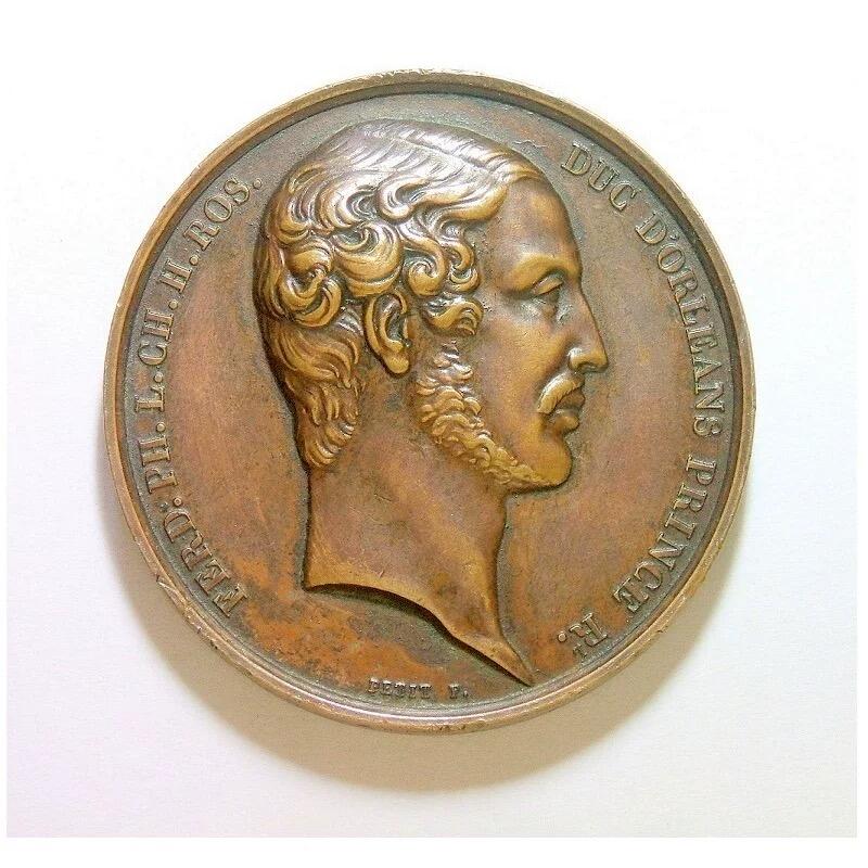 法国1842年 皇太子菲利普去世高浮雕精制大铜章 53MM
