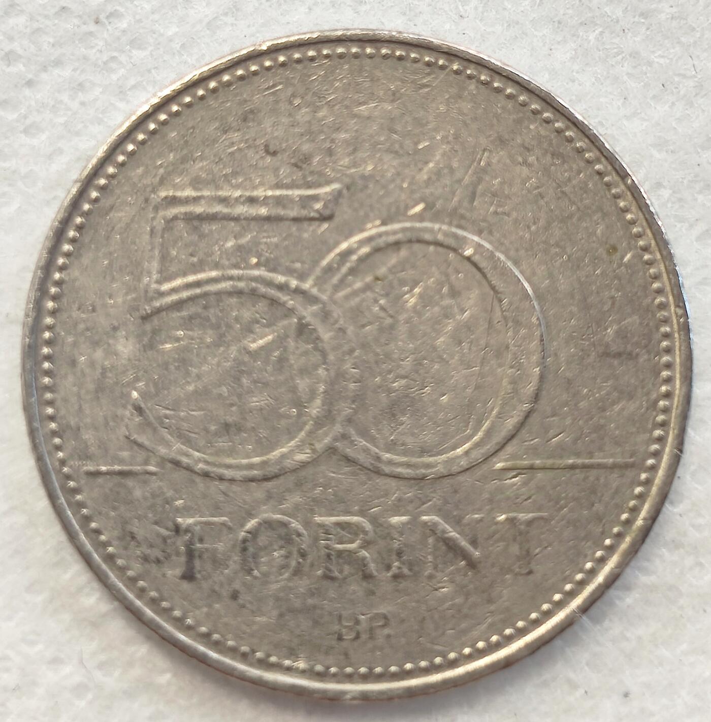 泉币菌-第1场-中外散币乐园 匈牙利 猎隼 50福林 50元 直径28mm 大号 镍币 