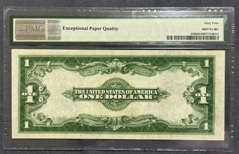 《外钞收藏家》第四百九十一期 1923年 1美元 银币券 Silver Certificate 蓝色号码 Fr#238 稀少券别 大票幅 PMG老壳严评64EPQ
