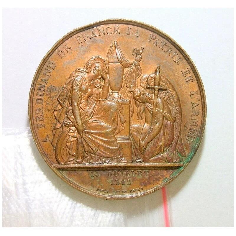 法国1842年 皇太子菲利普去世高浮雕精制大铜章 53MM