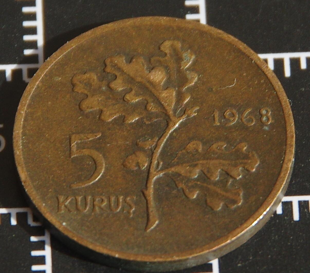 牛蛙牛蛙：银币、外币、化石标本 稀有土耳其1968年5库鲁什