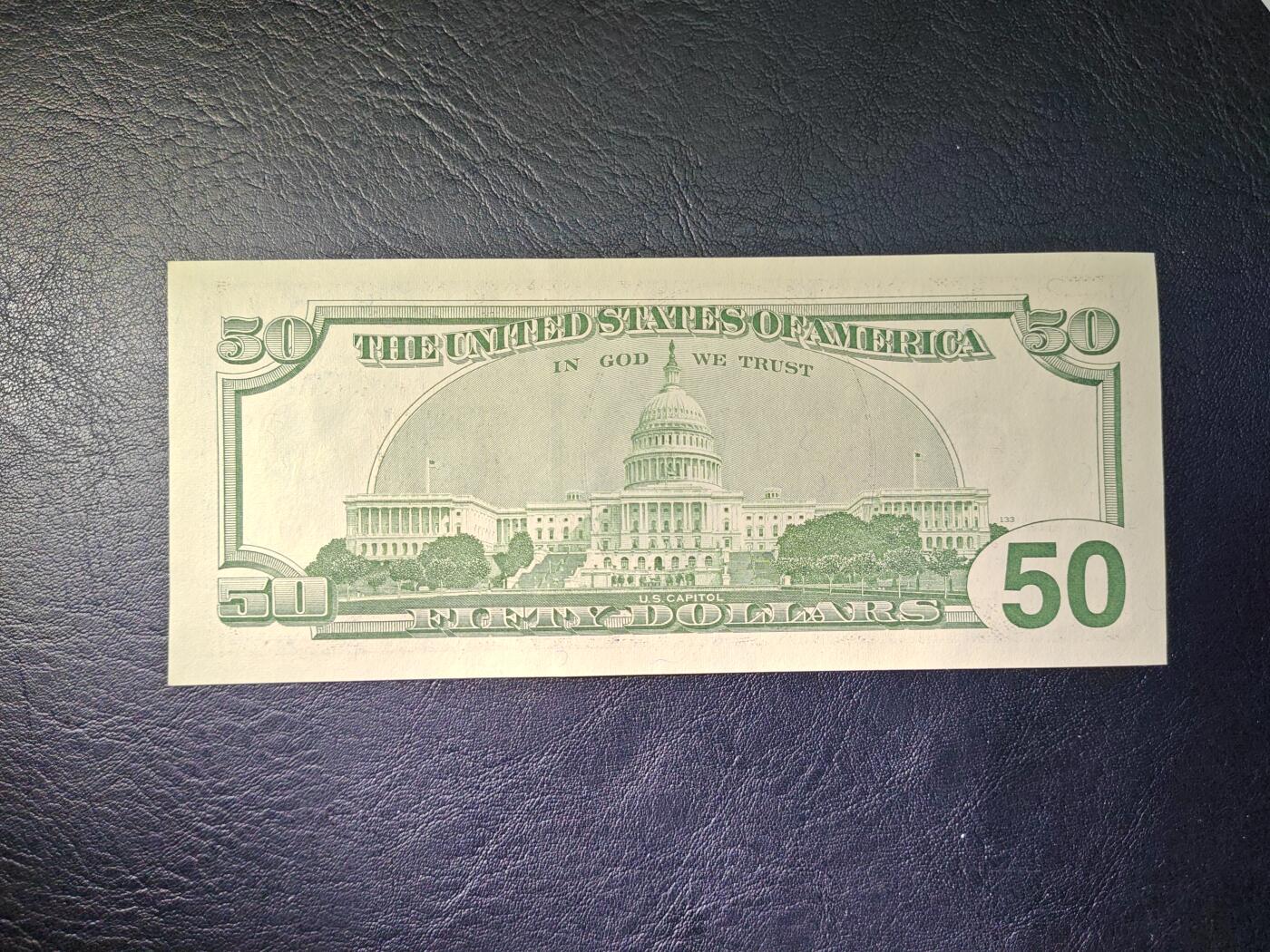 美国纸币 1996年 黑白大头版 50美元 K区首发A冠 全新UNC 美国纸币 1996年 黑白大头版 50美元 K区首发A冠 全新UNC