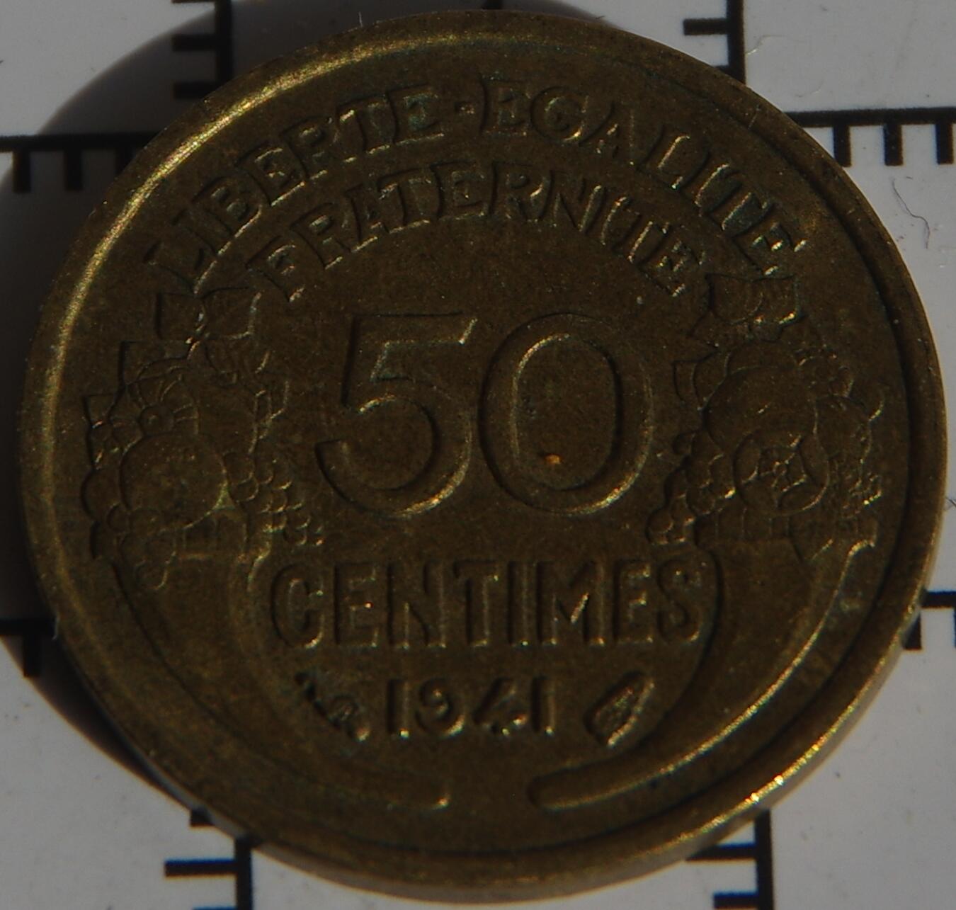 牛蛙牛蛙：银币、外币、化石标本 少见法国1941年50生丁