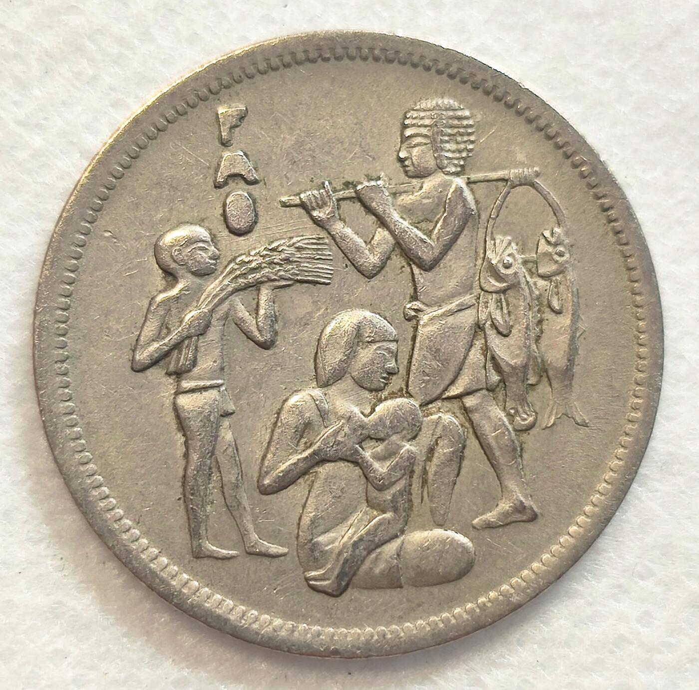 泉币菌-第1场-中外散币乐园 埃及10皮阿斯特纪念币--粮农产品27mm