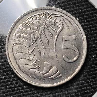KK钱币收藏小铺 第239场 2月预留时间 周末发货 -  1987开曼群岛5分 龙虾