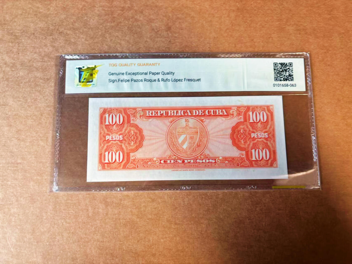 【Blue Auction】✨世界纸币精拍第624期【精】 【AA】古巴 1959年100比索 TQG66EPQ 
