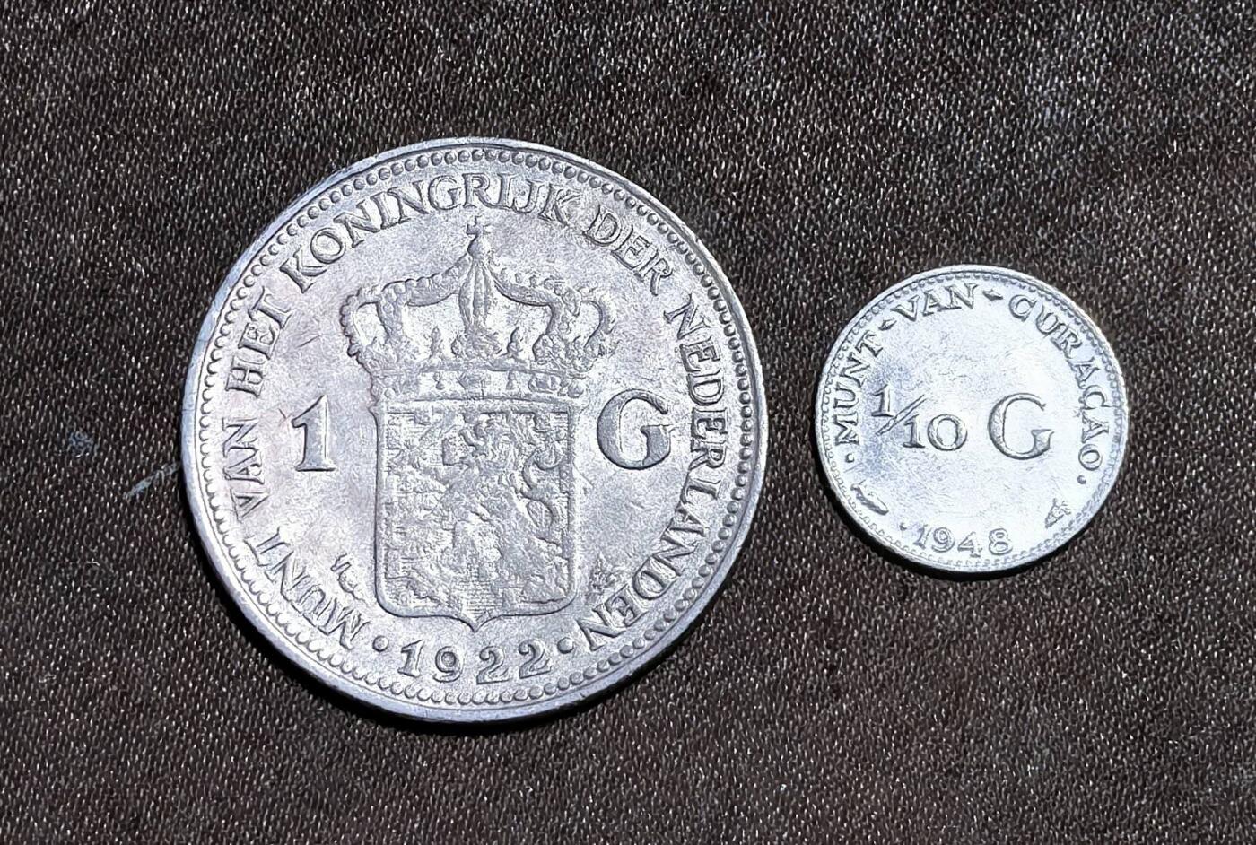 北京马甸外国币专卖第135期，外国币专场，陆续上拍，欢迎关注 荷兰1盾，1/10盾银币2枚