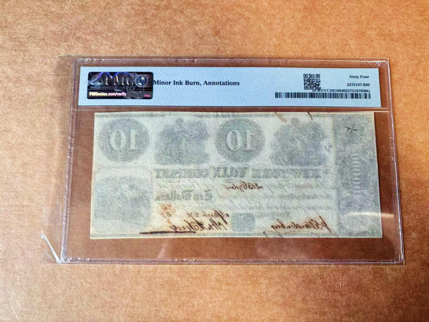 【Blue Auction】✨世界纸币精拍第624期【精】 【311小号 手签实钞】美国 纽约州 1838年 10美金 PMG64 设计精美 女神骑狮